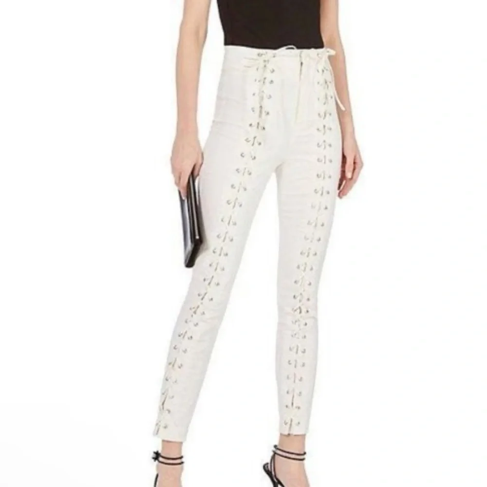 A.L.C. Women Kerrigan Lace-Up Skinny Pants Size 4 Ivoy - Picture 8 of 9